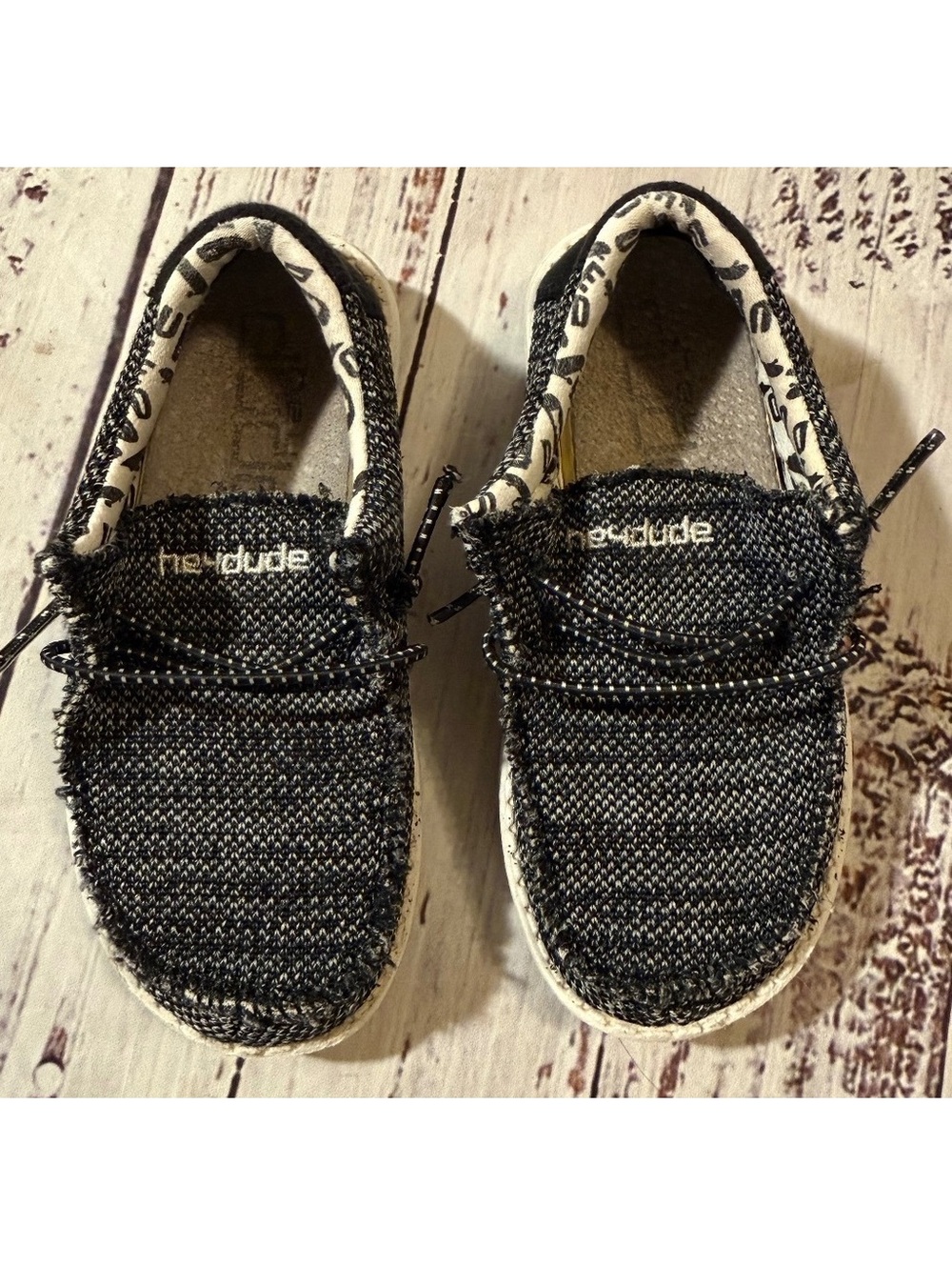 Hey Dude Black & White Wally Slip On Shoes Toddler C9